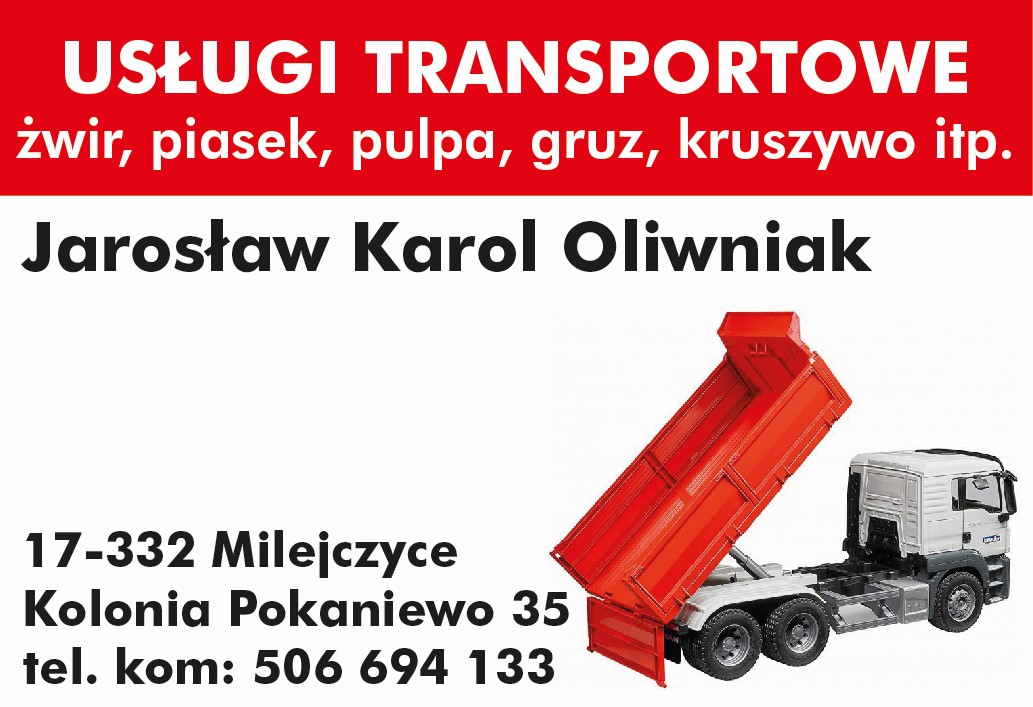 Usługi Transportowe Jarosław Karol Oliwniak - piasek SIEMIATYCZE piasek SIEMIATYCZE